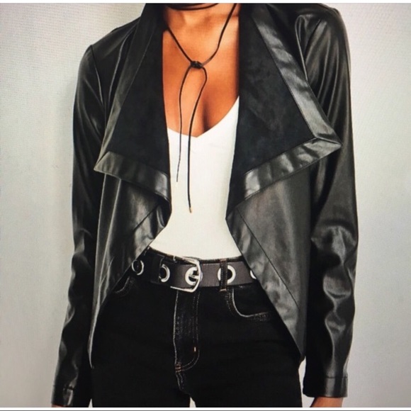 BB Dakota waterfall drape front leather jacket XS - Picture 7 of 8